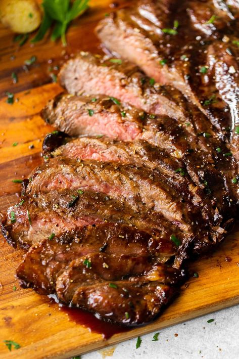 There's nothing quite like a perfect grilled steak and flank steak with our balsamic marinade is hands down my go-to recipe for a grilled steak dinner. You could also use a skirt steak or flat iron steak #steakrecipe #howtogrill #grilledsteak #grilling #summerrecipe #grillingrecipe #steakmarinade #marinade Flat Iron Steak Recipes, Steak Marinades, Flank Steak Recipe, Steak Dinner Recipes, Flank Steak Recipes, Oh Sweet Basil, Beef Steak Recipes, Flat Iron Steak, Grilled Steak Recipes