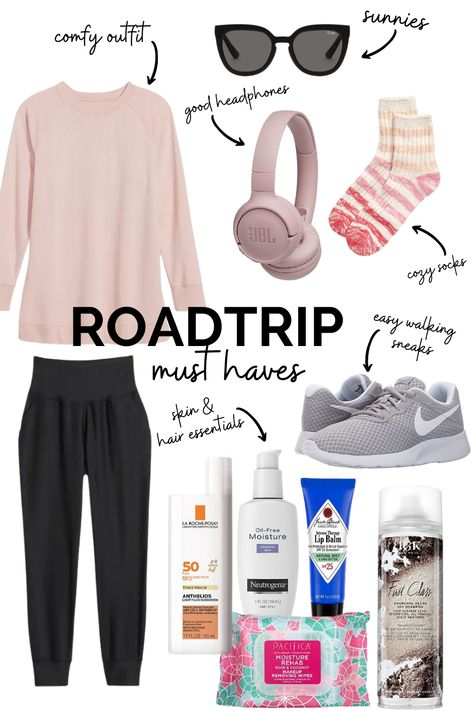 Traveling Outfits Winter Car Road Trips, Road Trip Outfit Ideas Summer, Road Trip Outfit Summer Casual Comfy Car, Car Travel Outfit Summer, What To Wear On A Road Trip, Roadtrip Outfit Winter, Winter Road Trip Outfit, Comfy Travel Outfit Summer Road Trips, Car Trip Outfit