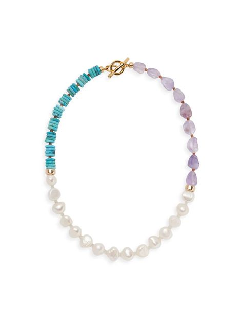 Lizzie Fortunato The Great Escape 24K-Gold-Plated & Multi-Gemstone Necklace Lizzie Fortunato Necklace, Mixed Beads Necklace, Multi Gemstone Necklace, Candy Crystals, Great Escape, Lizzie Fortunato, Aquamarine Necklace, Hessonite Garnet, The Great Escape