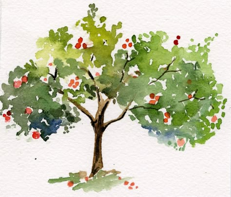 This turned into a greeting card! https://etsy.me/2A8UN1M Apple Tree Watercolor, Apple Tree Painting, Apple Tree Drawing, Painting Apple, Drawing Apple, Tree Watercolor Painting, Tree Watercolor, Tree Mural, Watercolor Fruit