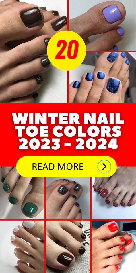 Get ready to make a statement with winter nail toe colors 2023-2024. Whether you prefer pretty, simple, or gel pedicures, your toes will be holiday-ready with sparkling designs. Embrace the Christmas season with matching ideas that resonate with the latest trends in pedicures. The 2023 color trends feature a rich palette of blues, reds, and more, ensuring your pedicures add a touch of class to your winter style. Winter Mani Pedi Combos, Holiday Pedicure Ideas, Winter Pedicure, Best Toe Nail Color, 2023 Color Trends, Toe Colors, Christmas Toes, Fall Toe Nails, Matching Ideas