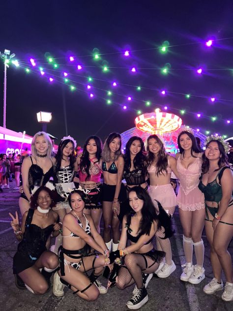 Rave Outfits Australia, Rave Fit Inspo Women, Abg Rave Outfit, Rave Outfits Asian, Black Rave Outfits Edm, Coquette Rave Outfit, Rave Outfits 2024, Escape Rave Outfits, Abg Outfits Rave