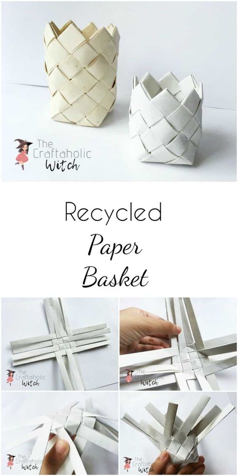 Paper Basket Weaving, Recycled Paper Crafts, Basket Weaving Diy, Basket Weaving Patterns, Folding Origami, Newspaper Basket, Basket Crafts, Paper Weaving, Diy Weaving