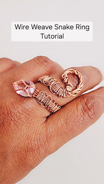 Woven Version of Wire Wrap Snake Ring Tutorial Snake Ring Tutorial, Wire Wrapping Tutorial, Wire Wrapped Jewelry Tutorials, Ring Tutorial, Jeweled Earrings, Jewels Rings, Wire Wrapped Bracelet, Snake Ring, Wire Art