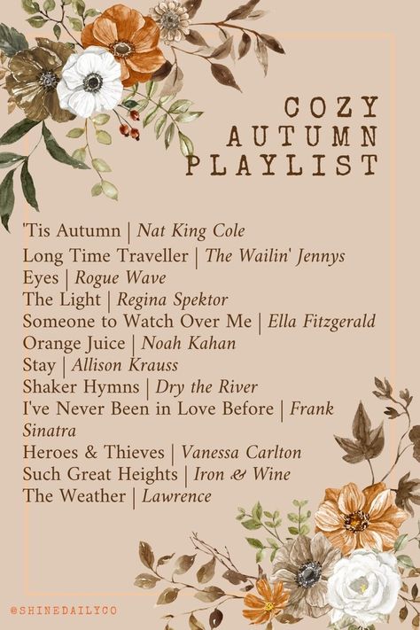 The Best Cozy Autumn Playlist | Shine Daily Autumn Songs, Autumn Playlist, Their Aesthetic, Cottagecore Autumn, Fall Playlist, Herbst Bucket List, Fall Quotes, Fall Music, Fall Mood Board