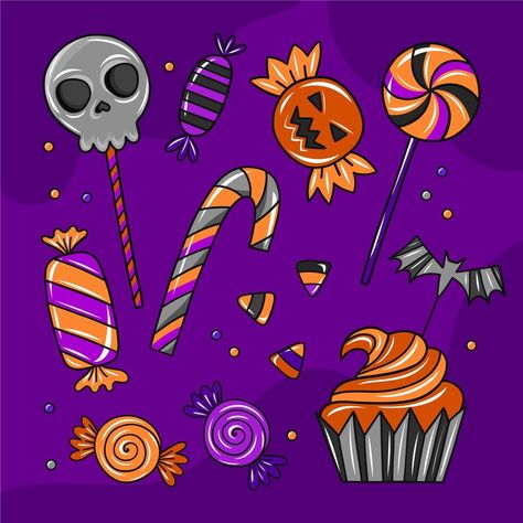 Halloween Candy Painting, Halloween Food Art Drawing, Halloween Candy Illustration, Halloween Candy Tattoo, Candy Illustration Art, Halloween Candy Easy, Halloween Candy Aesthetic, Halloween Candy Drawing, Halloween Candy Art