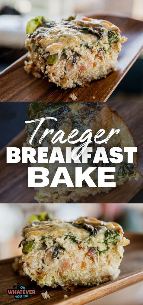 Traeger Breakfast Bake Traeger Breakfast, Smoked Dishes, Traeger Cooking, 21 Day Fix Breakfast, Outdoor Cooking Recipes, Bake Easy, Tater Tot Breakfast, Spinach Cheese, Egg Bake