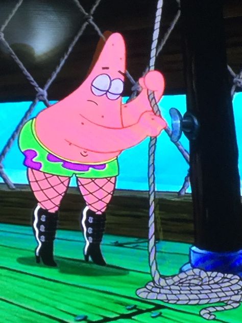 Yassified Patrick, Patrick With Fishnets, Patrick Star Reaction Pics, Cookie Monster Funny, Silly Spongebob, Patrick Meme, Funny Patrick, Spongebob Characters, Patrick Starr