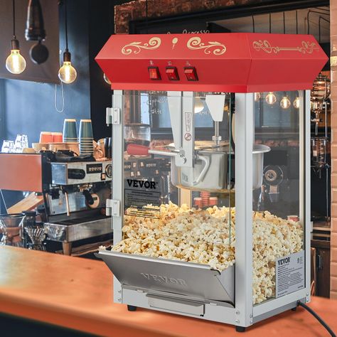 PRICES MAY VARY. Powerful Heating, High Yield: This commercial popcorn machine boasts 850W of power and an 8 oz kettle, popping up to 48 cups of popcorn per batch (around 384 oz) and keeping up with the demand of your busy concession stand. NOW that is a lot of popcorn. It takes only a few minutes to preheat the kettle. Then the hot popcorn will flow as quickly as your customers can eat it up. Get ready to keep sports fans, festival-goers, and party guests content with plenty of popcorn to go ar Commercial Popcorn Machine, Hot Popcorn, Popcorn Stand, Popcorn Cups, Arcade Bar, Popcorn Makers, Popcorn Popper, Popcorn Machine, Chef Kitchen