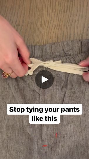 1M views · 6.3K reactions | Drawstring trick that looks great and is more functional than the traditional tie. #fashioninspo #FashionForward #fashionforall #Sweatpants #styleinspiration #styleinspo #stylefashion #fashionhacks #stylehacks #pants | Randy & Mandy and Friends | Randy & Mandy and Friends · Original audio Drawstring Pants Hack, Tying Drawstring Pants Hack, Drawstring Tie Ideas, Organise Clothes, Crocheted Hat, Wardrobe Tips, Fashion Hacks, Household Tips, Clothing Hacks