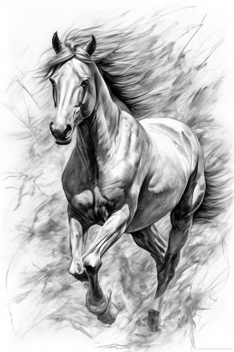 Charcoal Horse Sketch, Horse Running Sketch, Running Horses Sketch, Master Drawing Sketches, Pencil Drawing Of Animals, Horse Sketch Pencil, Running Horse Tattoo, Horse Drawings Pencil, Sketch Of Horse