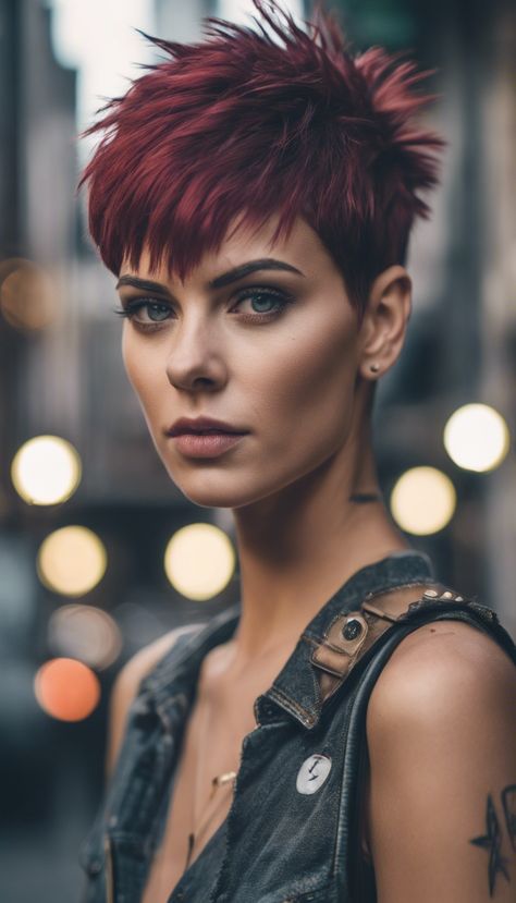 24+ Trendy Punk Pixie Cut Ideas For 2025 » Hairlogs Short Punk Haircuts, Punk Pixie Cut, Purple Pixie Cut, Cheveux Courts Funky, Hair Art Photography, Punk Haircut, Short Punk Hair, Asymmetrical Pixie Cuts, Hair Contouring