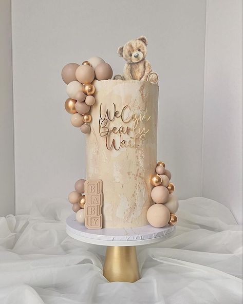 We can Bearly wait 🧸✨ Featuring the most adorable teddy bear topper from @caykeco 🤎 #cake #cupcakes #babyshowercake #wecanbearlywait… | Instagram We Can Barely Wait Cake, Teddy Bear Baby Shower Cupcakes, We Can Bearly Wait Baby Shower Cake, Teddy Bear Dessert Table, We Can Bearly Wait Cake, Teddy Bear Topper, Teddy Bear Baby Shower Cake, Barely Wait, Pink Bear Baby Shower