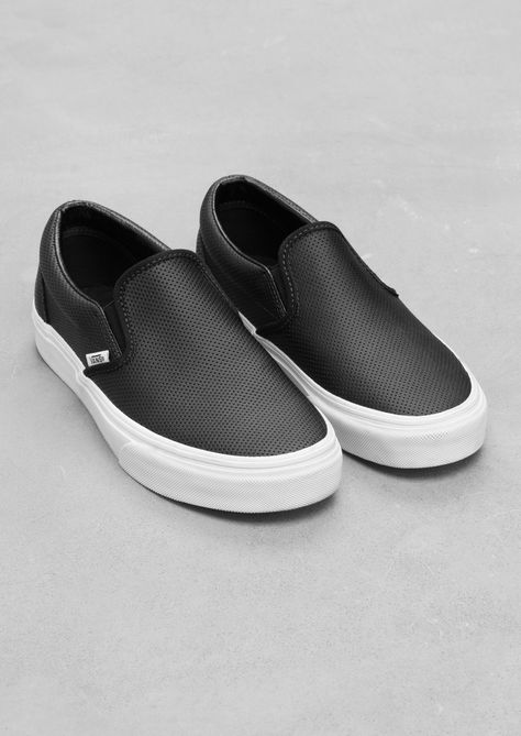 & Other Stories | Vans Classic Slip-On Leather. Featuring a perforated leather upper, fine stitching, and the Vans logo sewn to the outer edge. Tenis Vans, Vans Logo, Perforated Leather, Grunge Style, Sneakers Outfit, Vans Classic, Crazy Shoes, Shoe Obsession, Ciabatta