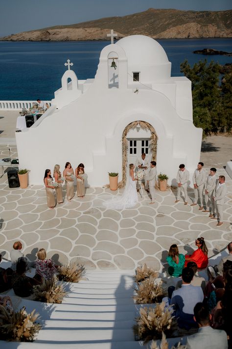 Greece Wedding Elopement, Greek Chapel Wedding, Mamma Mia Wedding Ideas, Santorini Greece Wedding Venues, Mama Mia Inspired Wedding, Mamma Mia Wedding Aesthetic, Mama Mia Wedding Aesthetic, Greece Wedding Aesthetic, Mama Mia Wedding