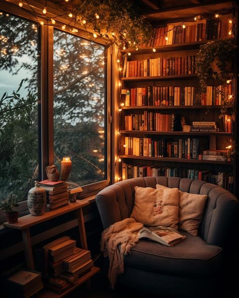 Cozy Bedroom Aesthetic, Cozy Home Library, Home Library Rooms, Home Library Design, Cozy Room Decor, Home Libraries, Hus Inspiration, Dream Room Inspiration, Reading Room