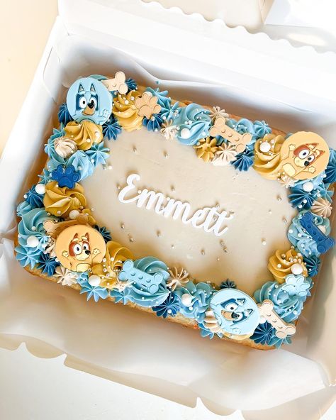 Bluey Cake Ideas Smash Cake, Bluey Birthday Girly Cakes, Bluey Themed Treats, Bluey Sheet Cake For Girl, Bluey Cupcake Cake Ideas, Bluey Birthday Desserts, Bluey Cookie Cake, Bluey Desserts, Bluey Cake Ideas Birthday Boy