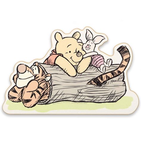 PRICES MAY VARY. Disney Official product: Encourage your sweet little one to daydream big with help from Pooh and his pals! Featuring a playful and endearing scene, this unique wall art is sure to bring a smile to your child's face day after day. Fun Vintage Sign: Tigger is pictured lying inside a hollow log, while Pooh and Piglet rest sweetly on top. Friendship, nostalgia, and whimsy are truly bursting from this colorful and cute sign! Material: This fun wall decor is made of MDF wood, and it f Cartoon Nursery Art, Winnie The Pooh And The Honey Tree Images, My Friends Tiger And Pooh Birthday, Winnie The Pooh Aesthetic, Winnie The Pooh Wall Art, Mickey Mouse Wall Art, Mickey Mouse Wall, Winnie The Pooh And Friends, Cookie Decoration