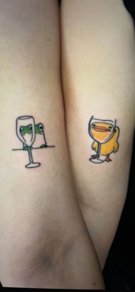 Tattoo Pairs Ideas Friends, Sibling Tattoos For Two Sisters, Guy Girl Matching Tattoos, Brother In Law Tattoos, Coworker Matching Tattoo, Matching Tattoos Mother Daughter Funny, Matching Sis Tattoos, Matching Lego Tattoo, Small New Orleans Tattoo