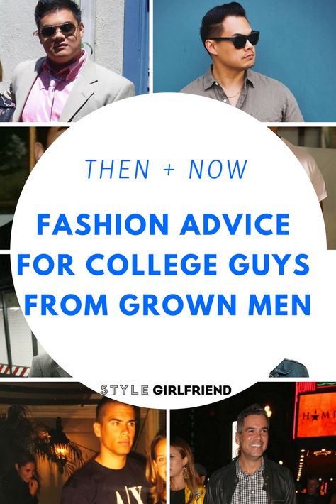 Attention college guys, you can start figuring out your post-grad style while you're still in school. Check out the great advice from six guys who've been there | college guy style, how to dress in college, what to wear in college, college fashion College Wear Men, Mens Fall Outfits College, College Boys Outfits, College Men Outfits, College Guy Outfits, College Outfits Boys, College Style Men, What To Wear In College, Night Out Outfit Men