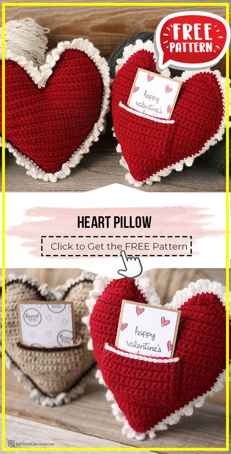 Crocheted Hearts, Crochet Valentine Patterns, Valentines Bricolage, Crochet Cushion, Crochet Heart Pattern, Confection Au Crochet, Crochet Cushion Cover, Valentines Patterns, Crochet Pillow Pattern