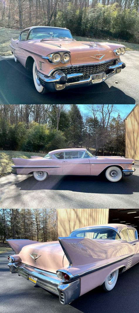 50s Truck, Pink Cadillac Vintage, Cadillac Coupe Deville, Pink Cars, Text Stickers, 50s Cars, 1959 Cadillac, Old Vintage Cars, Car Experience