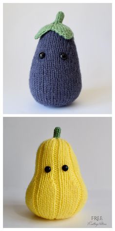 Knitted Plushies, Knit Plushies, Knit Food, Knit Fruit, Knitted Food, Knitting Videos Tutorials, Knitted Toys Free Patterns, Knitting For Charity, Animal Knitting Patterns