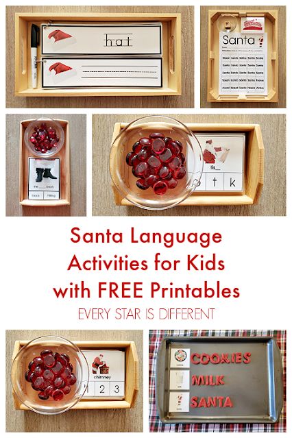 Santa Language Activities for Kids Language Activities For Kids, Montessori Elementary Activities, Reading Games For Kids, Reindeer Printable, Santa Reading, Montessori Activities Preschool, Santa Stamp, Montessori Shelf, Language Works