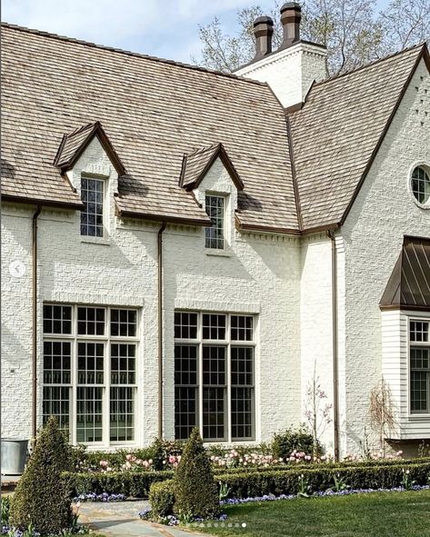 Painted Brick House, European Cottage, Instagram Site, European Farmhouse, Hollywood Homes, Stone Houses, Exterior House Colors, English Cottage, Colonial House