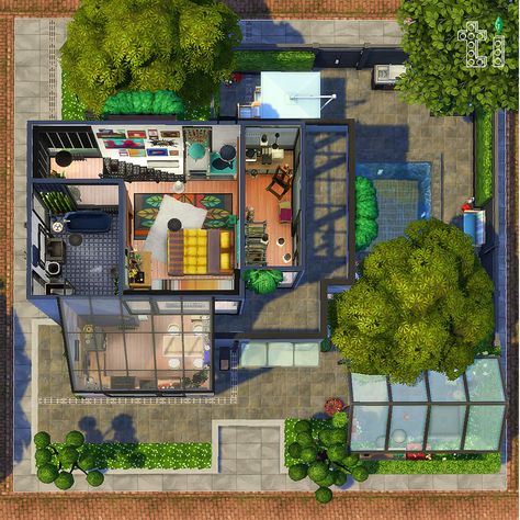 Ragdoll Refurb 2 two-storey house. Brindleton Bay, Whiskerman's Wharf. Plot size: 20x20. No CC. Download link in biо. 🍒My ID in the game: TapeiGuanas #thesims4 #ts4interiors #ts4build #sims4 #sims4interior #sims4build #brindltonbay Sims 4 20x20 House, Brindleton Bay, Two Storey House, Sims 4 Build, The Sims4, Sims 4, The Game