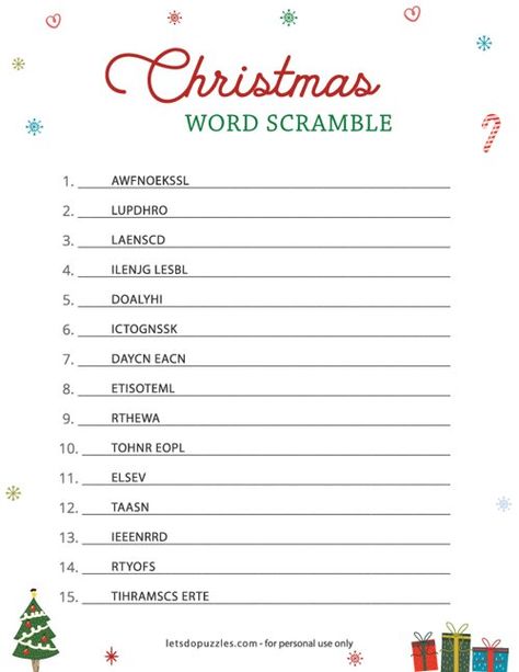 Christmas Word Scramble Puzzles for Kids Christmas Word Scramble, Weather Words, Valentines Day Words, Summer Words, Dinosaur Themed Birthday Party, Free Printable Activities, Getting Bored, Fun Summer Activities, Printable Puzzles