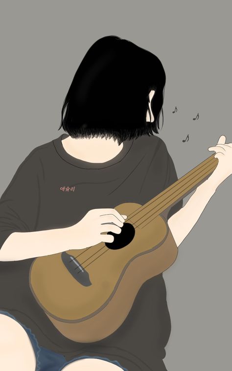 Girl With Guitar Art, Girl Singing Drawing, Anime With Guitar, Girl With Guitar Drawing, Singing Wallpaper, Smartwatch Faces, Guitarist Art, Singing Drawing, Music Art Painting