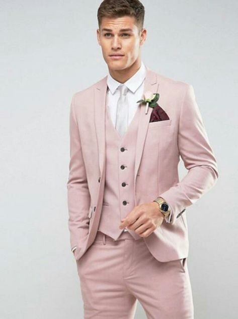 Pink Suit Men, Men's Tuxedo Wedding, Pink Tuxedo, Best Wedding Suits, Wedding Reception Outfit, Reception Outfit, Blazer Men, Men Suit, Pink Suit