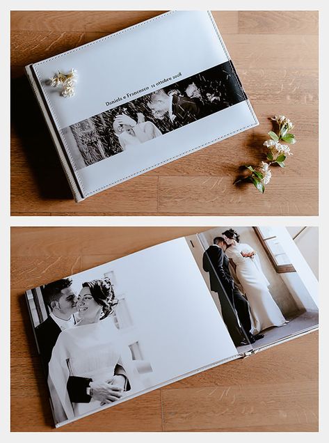 italian handmade wedding album Wedding Album Ideas, Wedding Photo Album Book, Wedding Album Design Layout, Fine Art Wedding Album, Wedding Photo Album Layout, Album Design Layout, Wedding Album Cover Design, Anniversary Photo Album, Wedding Album Layout