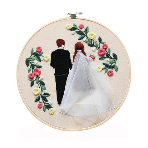 PRICES MAY VARY. 【Easy to Use】- The instructions includes illustration of needlework, teaching you how to deal with embroidery floss, printed pattern, and the way to frame embroidery, and the pattern can be washed off after you finish.Easy to sew even for beginners. 【Romantic Wedding Styles】- The embroidery pattern with Bride In Wedding Dress, perfect wedding gifts for bride, the pre-printed pattern can help you handle the embroidery thread, and you can easily wash it off after finishing the pro Embroidery Patterns Free Printables, Bride In Wedding Dress, Cross Embroidery Designs, Christian Embroidery, Romantic Wedding Style, Frame Embroidery, Stitch Diy, Stamped Cross Stitch, Wedding Kit