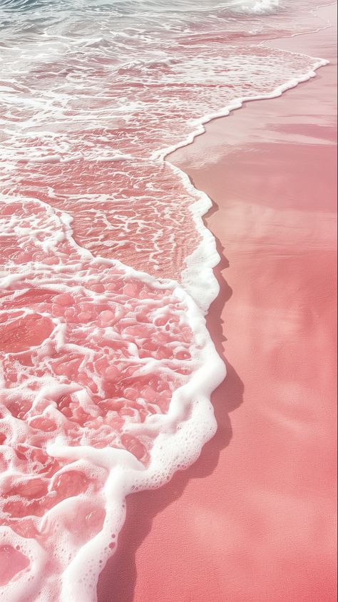 Wave on seaside, beautiful beach Pink Sand Wallpaper Iphone, Pink Sand Beach Aesthetic, Pink Beach Background, Pink Sand Beach Bahamas, Plage Aesthetic, Pink Beaches, 2017 Aesthetic, Yankee Candle Pink Sands, Dorm Prints