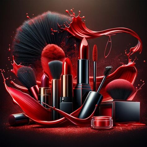 Photo a poster of makeup products with a... | Premium Photo #Freepik #photo Makeup Design Poster, Makeup Banner Design, Make Up Photo, Makeup Advertisement, Makeup Clipart, Makeup Poster, Makeup Backgrounds, Bridal Makeup Services, Makeup Logo Design