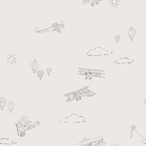 Airplane Boys Wallpaper Paxton Clouds Hot Air Balloon Plane - Etsy Paxton Wallpaper, Wallpaper Boys Room, Nursery Wallpaper Boy, Boys Room Wallpaper, Hot Air Balloon Nursery, Airplane Nursery, Airplane Wallpaper, Toddler Boys Room, Kitchen Backsplashes