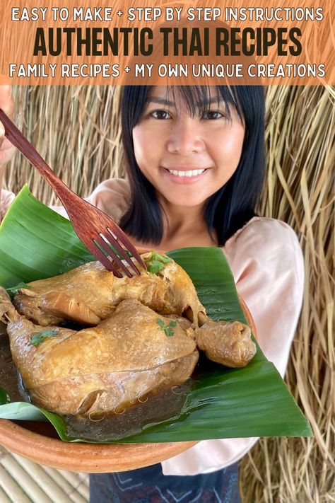 A woman holding a clay dish with boiled chicken. Thai Whole Fish Recipes, Traditional Thai Recipes, Thai Vegetable Recipes, Thai Food Recipes Authentic, Thailand Food Recipes, Laos Recipes, Authentic Thai Recipes, Authentic Asian Dishes, Christian Food