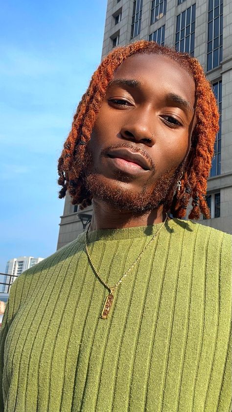 Loc Black Men Hair Colour, Ginger Tincture, Twist Hair Men, Ginger People, Ginger Hair Dyed, Dyed Dreads, Ginger Hair Men, Boys Colored Hair, Dreadlocks Men