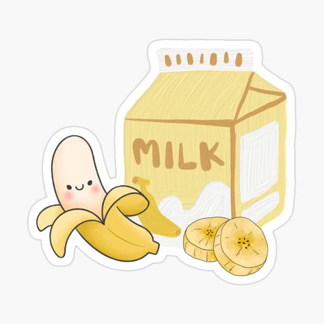 Banana Milk Sticker, Milk Logo, Milk Sticker, Bts Room, Banana Milk, Chalkboard Art, Cute Illustration, School Design, Top Artists