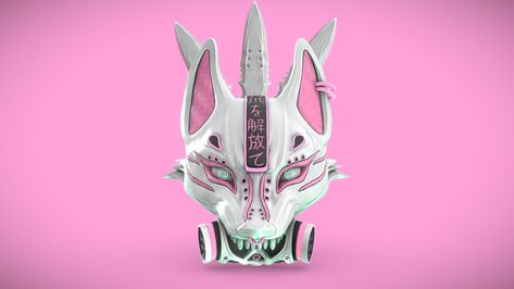 Scifi Mask, Cyberpunk Kitsune, Kiriko Overwatch, Kitsune Mask, What To Write, Japanese Characters, The Mask, Overwatch, Cyberpunk