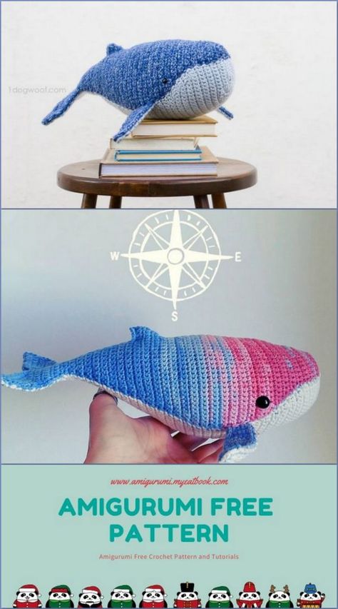 Amigurumi Humpback Whale Knitting Pattern - Amigurumi Free Patterns Shark Sewing Pattern, Shark Sewing, Amigurumi Shark, Rabbit Knitting Pattern, Knitting Patterns Free Sweater, Whale Pattern, Crochet Keychain Pattern, Pola Amigurumi, Plushie Patterns