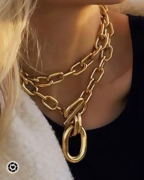 Amazon finds under 20! Kalung Choker, قلادات متدلية, Ikat Kepala, Buckle Necklace, Chunky Chain Necklaces, Multi Layer Necklace, Layered Chains, Estilo Hip Hop, Estilo Punk