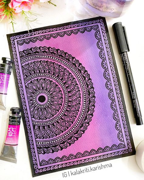 Karishma Srivastava | Mandala on Instagram: “Watercolour Mandala: Do you face problem while erasing pencil guidelines? If yes, then my suggestion is: 1. Paint the background first 2.…” Mandala Drawing Ideas Creative Beautiful, Karishma Srivastava, Kalakriti Karishma, Watercolour Mandala, Mandala Drawing Ideas, Drawing Ideas Creative, Mandala Book, Watercolor Mandala, Easy Mandala Drawing