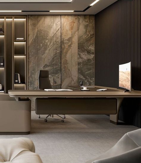 Executive Office Design Interior, Office Interior Design Luxury, Luxury Office Interior, Office Cabin Design, Executive Office Design, Bedroom Concept, Small Office Design Interior, Men's Office, Ceo Office