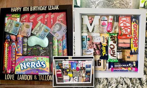 Australians are creating 'shadow boxes' and giving them as presents Memory Shadow Box, Shadow Box Gifts, Celebration Box, Happy 8th Birthday, Shadow Frame, Diy Shadow Box, Christmas Shadow Boxes, Creative Birthday Gifts, Budget Gift