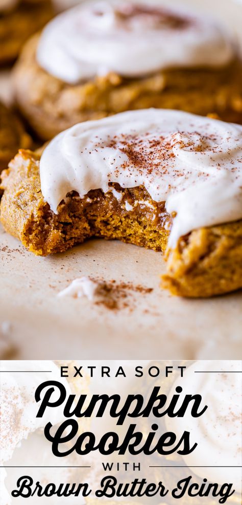 Cookies With Brown Butter, Brown Butter Icing, Pumpkin Cookies Easy, Soft Pumpkin Cookies, Recipe Cheesecake, The Food Charlatan, Pumpkin Cookie, Fitness Humor, Cheesecake Dessert