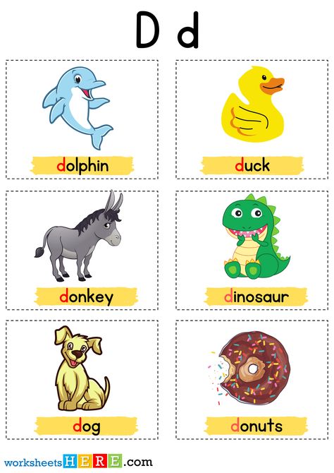 Letter D Pictures For Preschool, Words That Start With D, Letter D Words, Letter With Pictures, D Words, Letter Pictures, Letter A Words, Words List, Classroom Planning