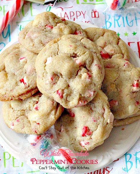 White Chocolate Peppermint Cookies use white chocolate chips & Andes peppermint crunch baking chips. Great 4 holiday baking. Recipes With Andes Baking Chips, Andes Peppermint Recipes, White Chocolate Mint Cookies, Andes Peppermint Cookies, Andes Peppermint Crunch Recipes, Andes Peppermint Crunch Baking Chips Recipes, Peppermint Crunch Baking Chips, Andes Peppermint Crunch Cookies, Peppermint Baking